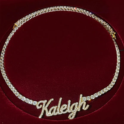 Custom Cursive Letter Pendant Customized Name Necklace for Women Iced Out CZ Zircon Rock Street Hip Hop Jewelry