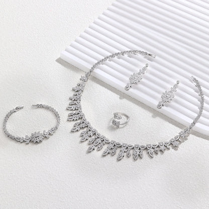 2023 New 4-piece Bride Wedding Jewelry Set Women's Necklace Set Jewelry Elegant Women's Necklace Oxidized Jewelry