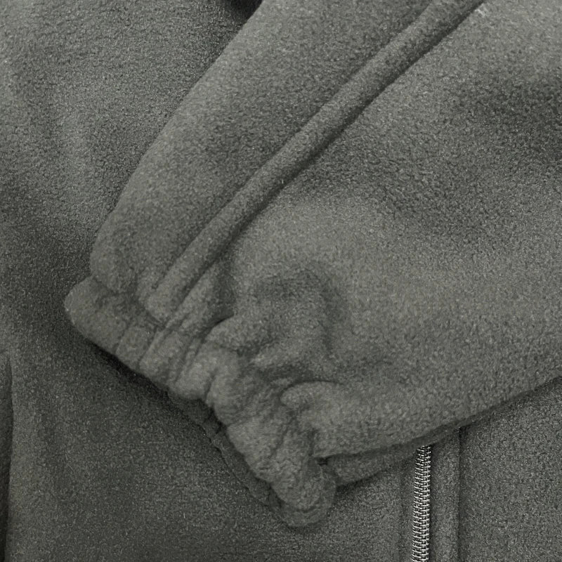 Men's Fleece Zip Up Outerwear Zipper Fleece-lined Stand Collar Thickened Outdoor Jacket Windproof Polar Fleece Coldproof Jackets
