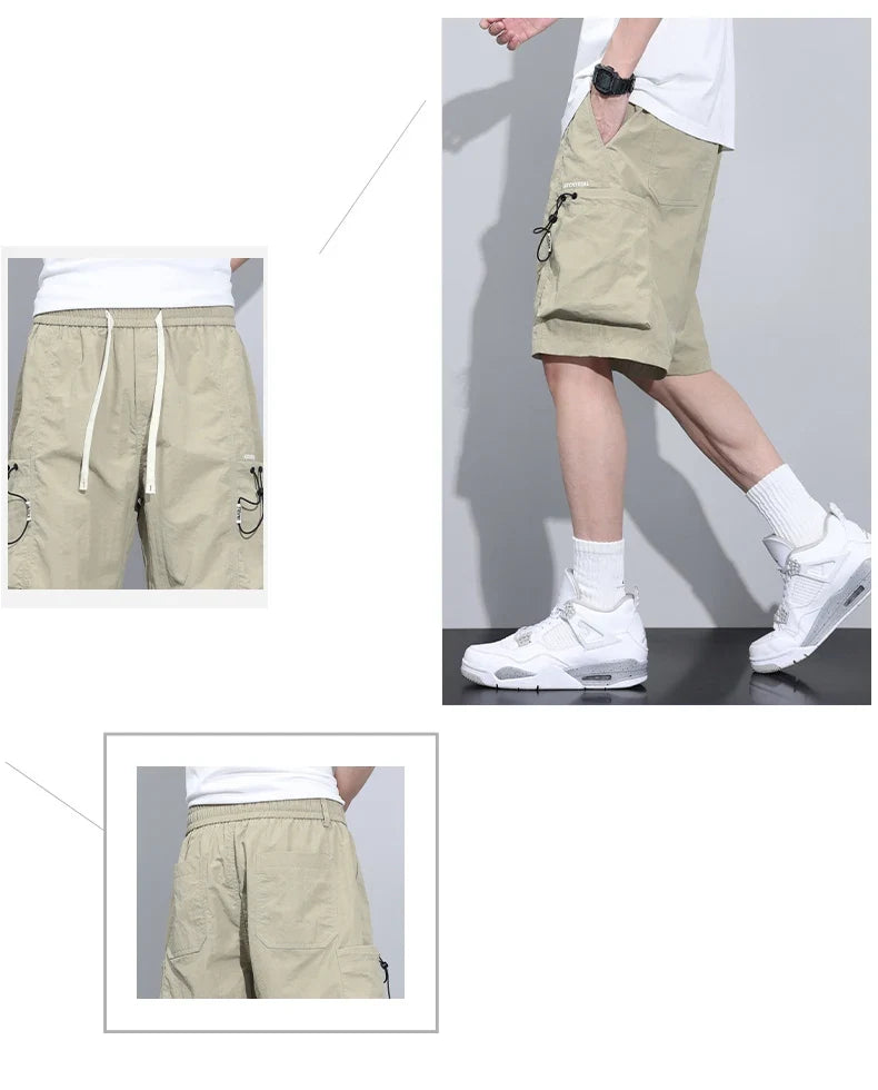 2024 Summer Thin Shorts for Men Cargo Pants Side Pockets Baggy Joggers Bermuda Knee Basketball Short Pant Male M-4XL
