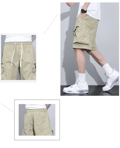 2024 Summer Thin Shorts for Men Cargo Pants Side Pockets Baggy Joggers Bermuda Knee Basketball Short Pant Male M-4XL