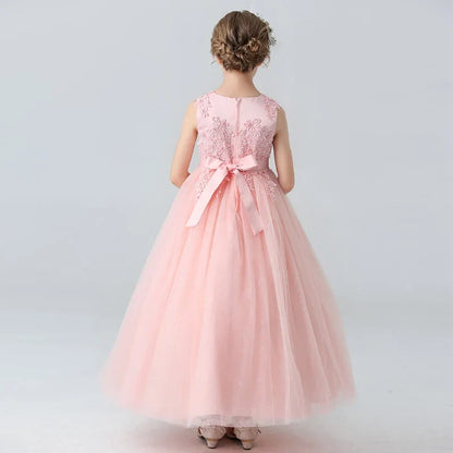 BX683 Kids Dresses For Girls Lace Dress Gown Princess Clothes Children Formal Evening Party Flower Girls Wedding Vestidois
