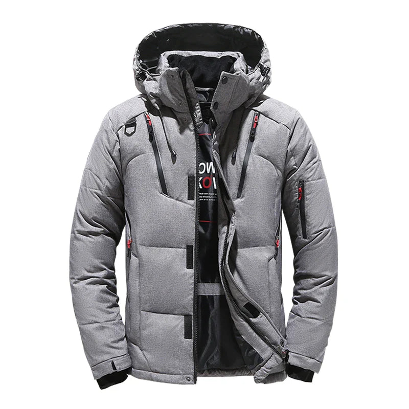Down Jacket Men White Duck Winter Coat Windproof Warm Parkas Travel Camping Overcoat New in Thicken Solid Color Hooded Clothing