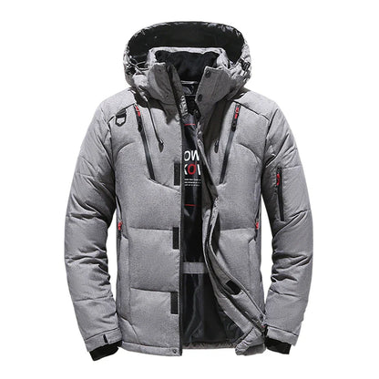 Down Jacket Men White Duck Winter Coat Windproof Warm Parkas Travel Camping Overcoat New in Thicken Solid Color Hooded Clothing