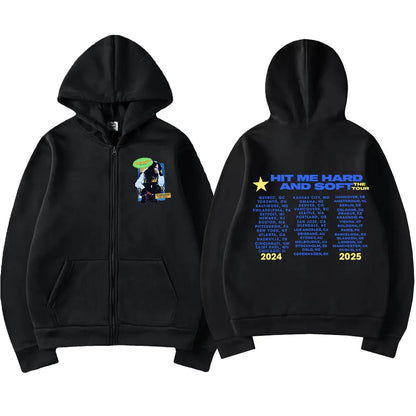 Hit Me Hard and Soft 2025 Tour Zipper Hoodies Men Women Harajuku Pullovers Fashion Hip Hop Zip Up Sweatshirts Jackets Fans Gift