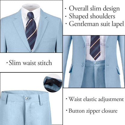 Boys Suit 5-piece Jacket Vest Pants Pocket Shirt Tie Random Casual Formal Wedding Teen Suit Dress School Uniform Size 4-16Y
