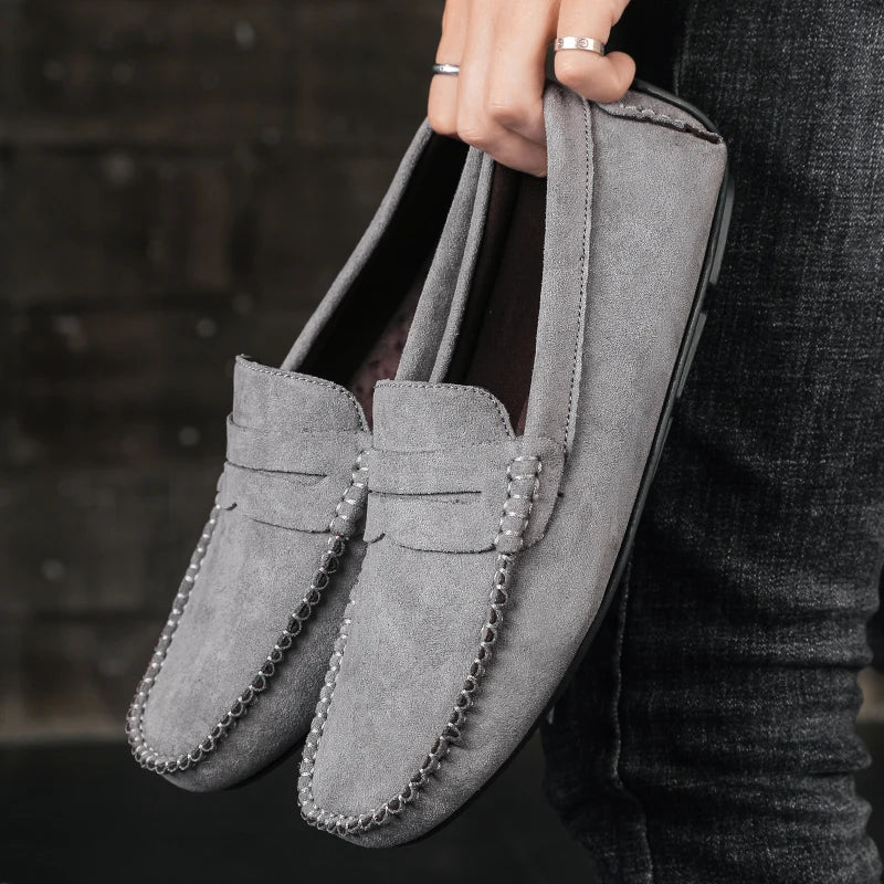Fashion Suede Men Casual Shoes Breathable Leather Mens Loafers Slip on Male Driving Shoes Luxury Brand Comfortable Boat Shoes