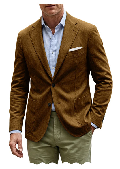 Men's Cotton Blazer Notch Lapel 2 Button Slim Fit Suit Jacket Lightweight Breathable Business Casual Daily Sport Coat for Spring