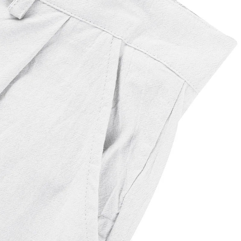 Amazon European and American Men's Linen Solid Color Casual Suit Pants New Fashion Beach Wide-Leg Trousers