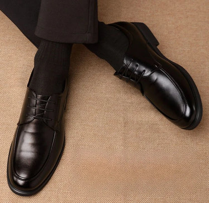Office Men's Leather Derby Shoes Flat Black Male Casual Shoe Lace Up New in Promotion Adults Fashion 2025 Classic Original Trend