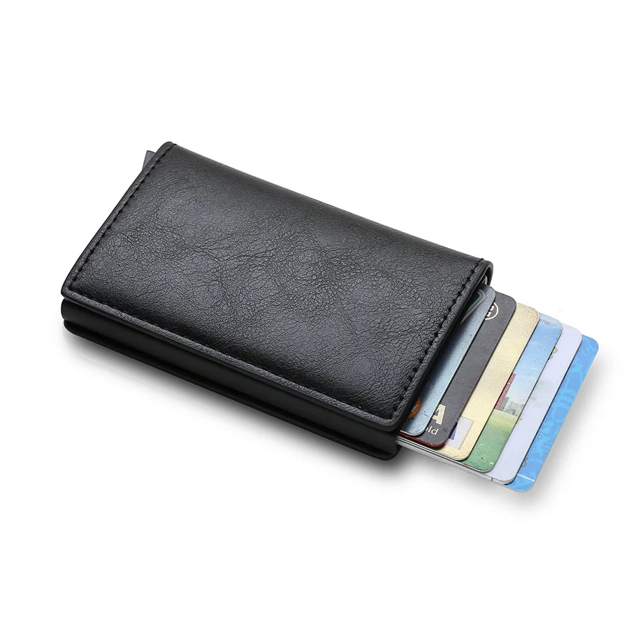 Portefeuilles pour cartes de crédit en fibre de carbone Hommes Marque RFID Noir Magique Pliable Cuir Mince Mini Portefeuille Petit Porte-monnaie Homme