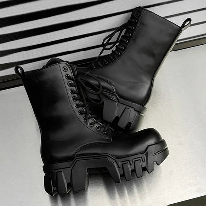 men fashion punk gothic platform boots designer original leather shoes cowboy high boot women stylish long motorcycle botas mans