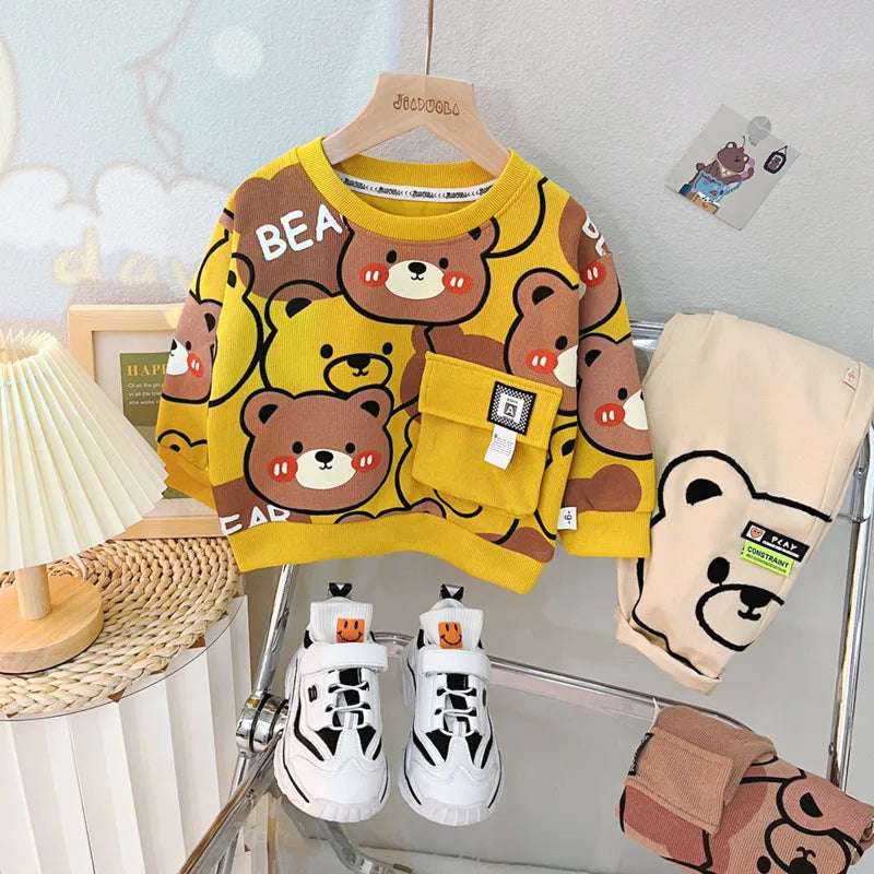 New Autumn Baby Clothes Children Boys Cartoon T-Shirt Pants 2Pcs/Set Kids Girls Outfits Toddler Casual Costume Infant Tracksuits