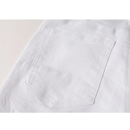 Spring New Men's White Skinny Jeans High Quality Slim Fit Trousers Streetwear Hip Hop Style Casual Fashion Stretch Denim Pants