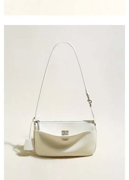 2026 Spring New Luxury Brand Women Shoulder Bags Split Leather Black Handbags Women Fashion Gold Buckle Underarm Bags