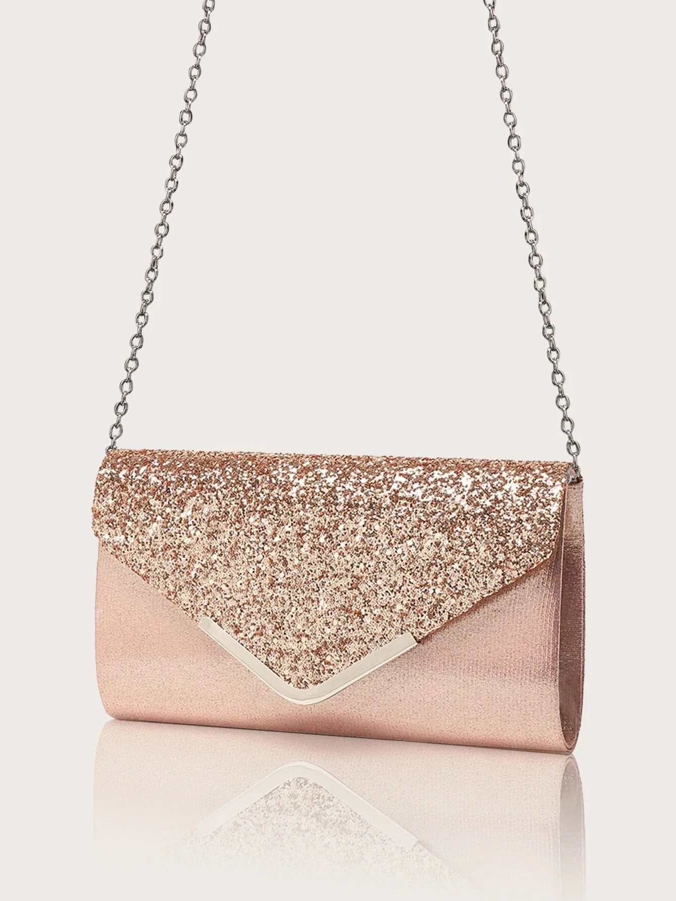 Gorgeous and elegant sparkly women's clutch bag, paired with a gorgeous rhinestone necklace, earrings and bracelet set of four.