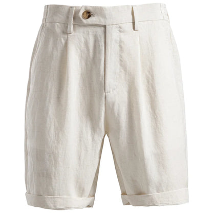 Men's Comfortable Elastic Waist Shorts Solid Color Cotton Linen Blend Multi Pocket Breathable Quick Dry Summer Shorts