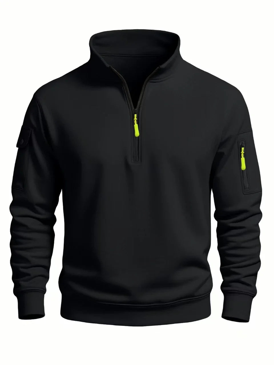 2025 autumn and winter new men's T-shirt sweatshirt casual sports casual long sleeved high neck half zipper windproof top