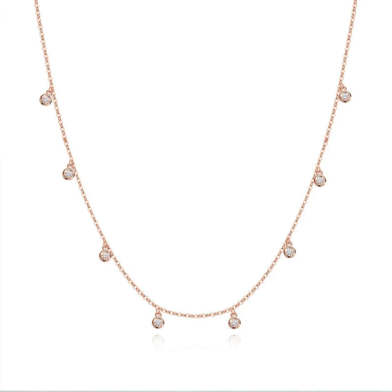 Certified Bubble 8 Stone 100% Real Moissanite Necklace Pendant Classic Women's Neck Chain Sterling Silver 925 Plated 18K