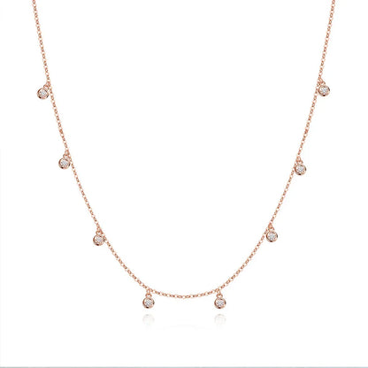 Certified Bubble 8 Stone 100% Real Moissanite Necklace Pendant Classic Women's Neck Chain Sterling Silver 925 Plated 18K