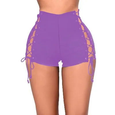 High Quality Summer Women Fashion Sexy Lace Up Denim Shorts 2025 Vintage Mid Waist Ripped Casual Hot Short Jeans Slim Streetwear