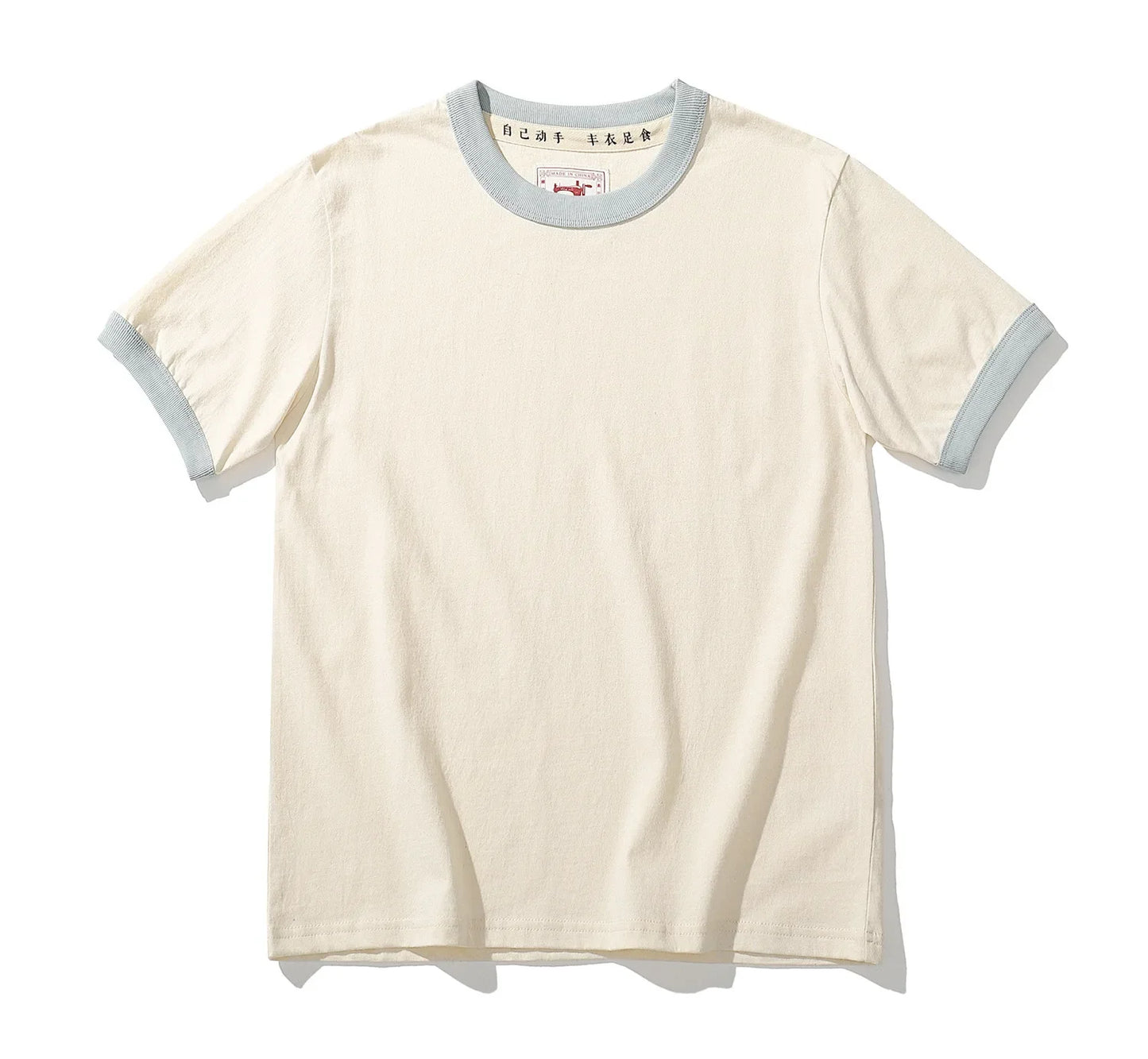 Summer New Couple Beach Tops  Fashion Casual Stitching Color Collar Tee Short Sleeve of Unisex Cotton Comfortable O-Neck T-shirt