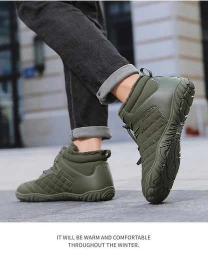 New Winter Booties Outdoor Waterproof Barefoot Boots For Men Ankle Boots Plush Warm Snow Shoes Non-slip Casual Sneakers Big Size