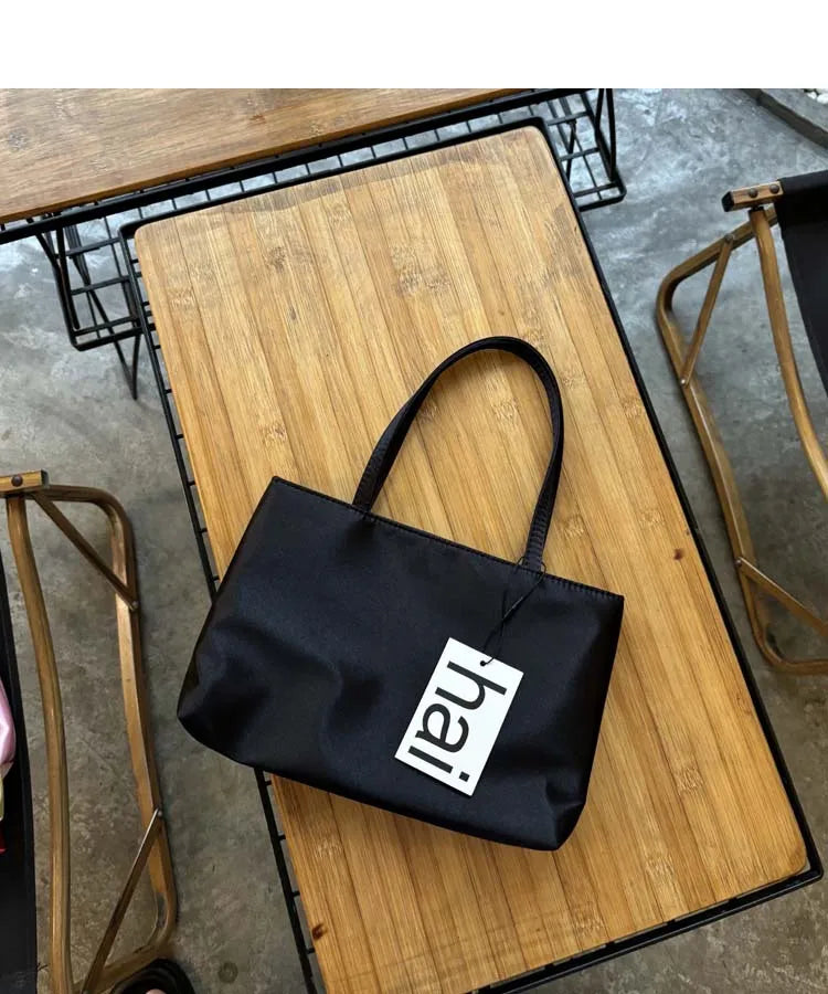 Luxury Premium Designer Elegant Womens Silk Satin Small Tote Solid Color Shoulder Underarm Purse Versatile Fashion Commuting Bag