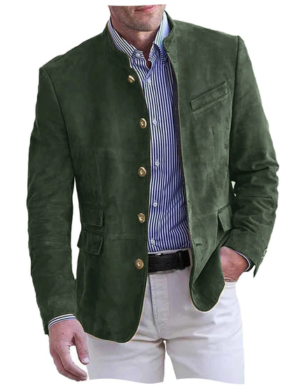 Autumn Winter Men's Casual Blazer Fashion Single-Breasted Snowflake Fleece Jacket Solid Color Daily Work Business Party Coats