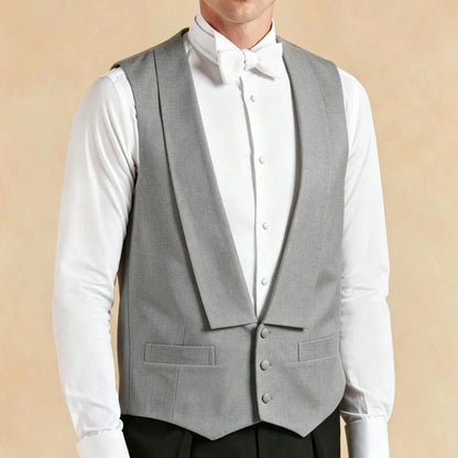 Men Vest White Single Button Solid With Lapel Waistcoat For Wedding Banquet Party Business Work Casual Daily Men Suit Vest