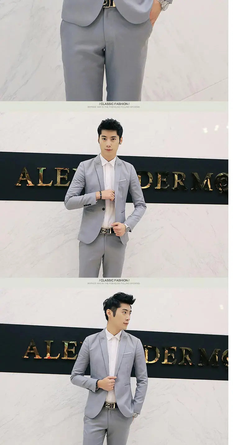 Summer Men's Casual Suit Fashion Business Office Trendy Non-ironing Anti-wrinkle Suit Jacket Solid Color Slim Fit Men's Suit