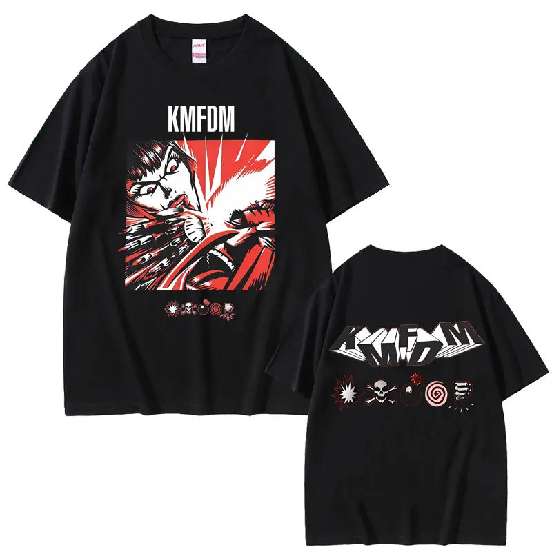 Rock Band Kmfdm Tour 97 Graphic Print T-shirt Summer Men Women Vintage Gothic Punk  Streetwear Male Casual Pure Cotton T Shirts