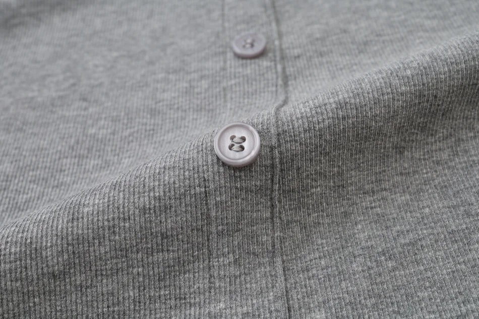 AS SS26 summer loose style button dress comfortable ribbing fabric dress o-neck lady clothes