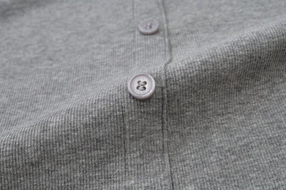 AS SS26 summer loose style button dress comfortable ribbing fabric dress o-neck lady clothes
