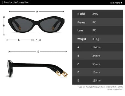 Fashion UV400 Cat Eye Sunglasses for Women Outdoor Stylish Retro Eyewear with Unique Temple Design Sun Glasses Gafas De Sol
