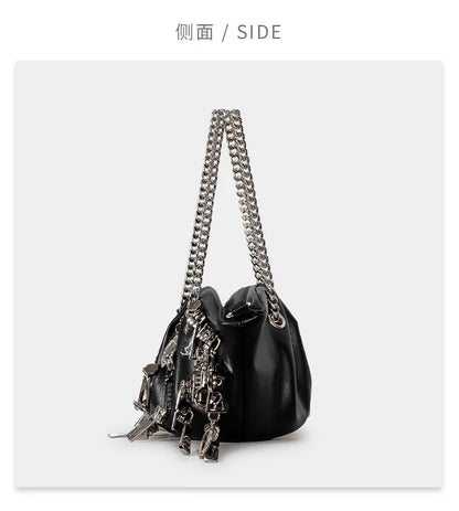 Punk Style Ruched Dumpling Armpit Bag 2025 Multi Zipper Head Decoration Women's Shoulder Bags Spicy Girl Y2K Handbags