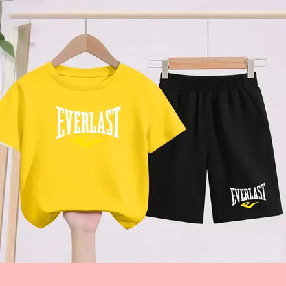 T-shirt d'été pour garçons et filles, manches courtes sportives pour enfants de 7 à 13 ans, pantalons à caractères, confortables