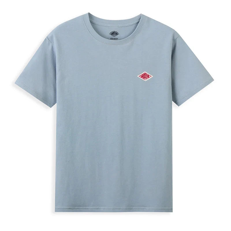 2025 Exported To Japan Orders Classic Embroidery Fashion Solid Simple Loose Short Sleeve Cotton Couple T-shirt Men/Women Top