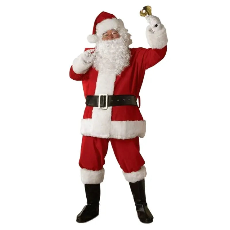 Santa Claus Cosplay Costume Christmas New Year Men Costumes Deluxe Classic Adults Set Halloween Carnival Party RolePlay Suits