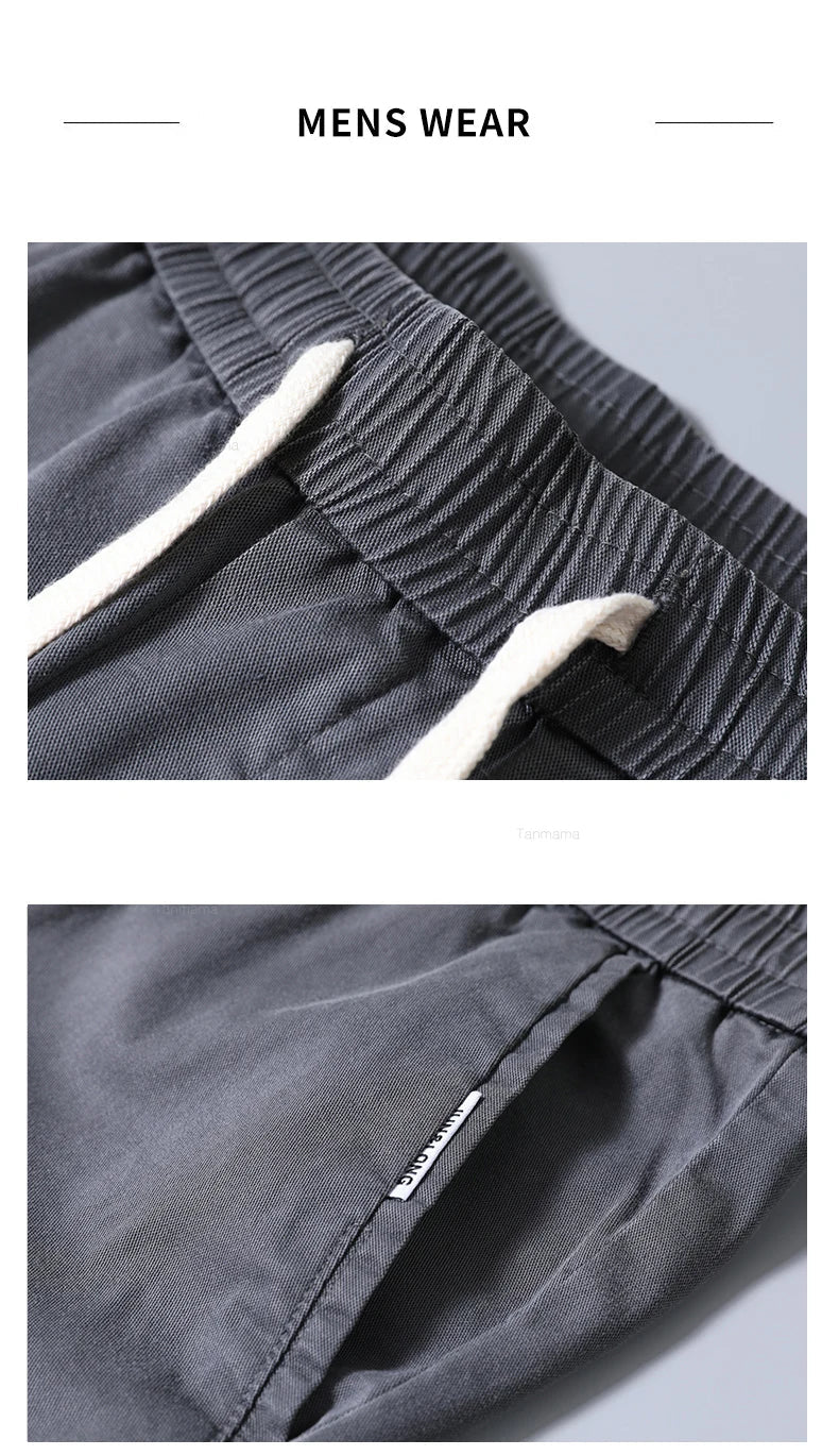 Spring Summer Men's Casual Pants Korean Fashion Cotton Thin Soft Elastic Slim Business Trousers Black Green Khaki