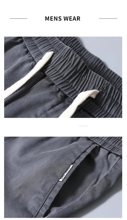 Spring Summer Men's Casual Pants Korean Fashion Cotton Thin Soft Elastic Slim Business Trousers Black Green Khaki