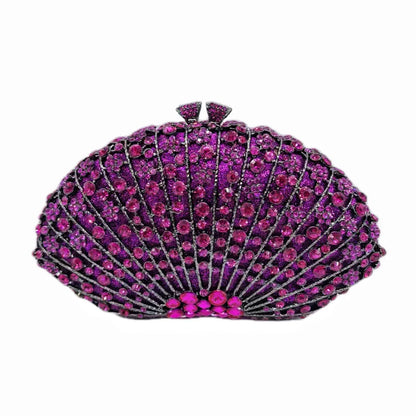 High Quality Elegant Exquisite Fan Shaped Ladies Evening Clutch Bag Banquet Chain Shoulder Bag