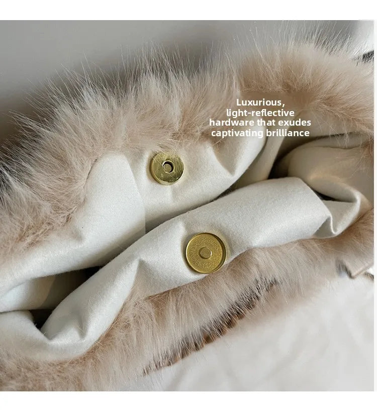 Fashion Women Furry Shoulder Bag Large Capacity Tote Handle Bag for Autumn Winter Outing Commuter Texture Versatile Storage Bags