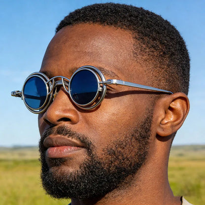 Steampunk Sunglasses For Men Metal Frame Vintage Retro Round Fashion Glasses Punk Dropshipping Gafas De Sol Lunette De Soleil