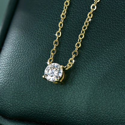 Certified 4mm/5mm Moissanite Pendant Necklace For Women Exquisite 14K Gold Filled Solitaire Drop Necklaces Jewelry Gift