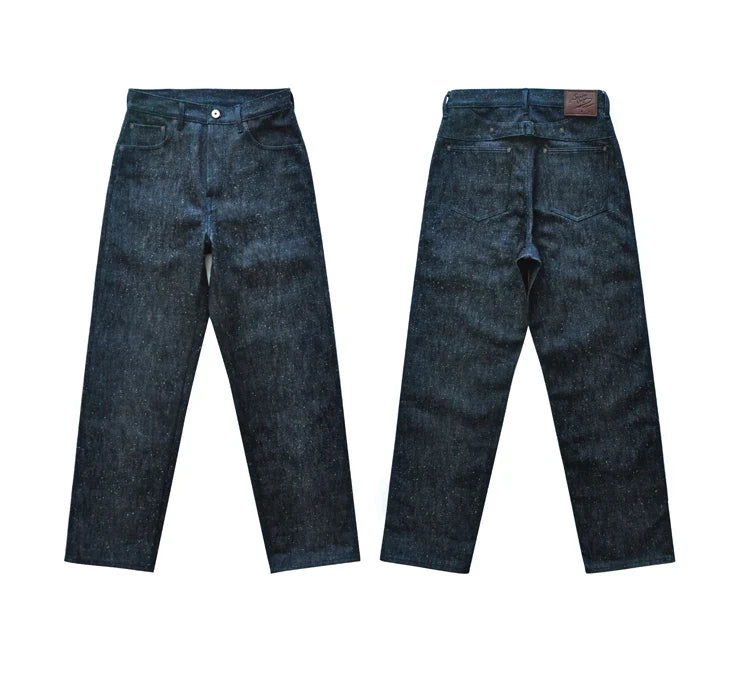 Men Jeans Sanforized Selvedge Raw Denim Denim Jeans for Men Linum Silver Button Cotton Wide Leg Loos Fit