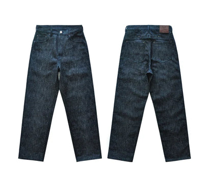 Men Jeans Sanforized Selvedge Raw Denim Denim Jeans for Men Linum Silver Button Cotton Wide Leg Loos Fit
