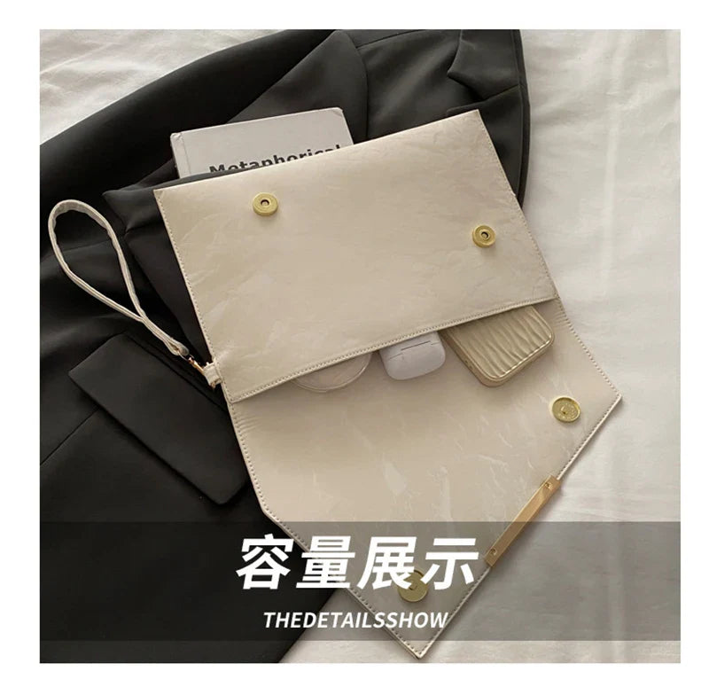 Fashion Women Clutch Soft PU Leather Solid Color Evelope Bag Wristlet Bags Female Small Handbags Day Clutches Evening Party Bags