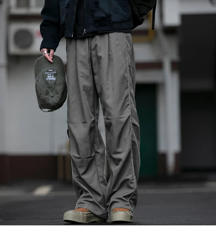 Korean Streetwear Waterproof Outdoor Utility Cargo Pants For Men Quick Dry Adjustable Hem Oversized Sport Casual Pants Trendy