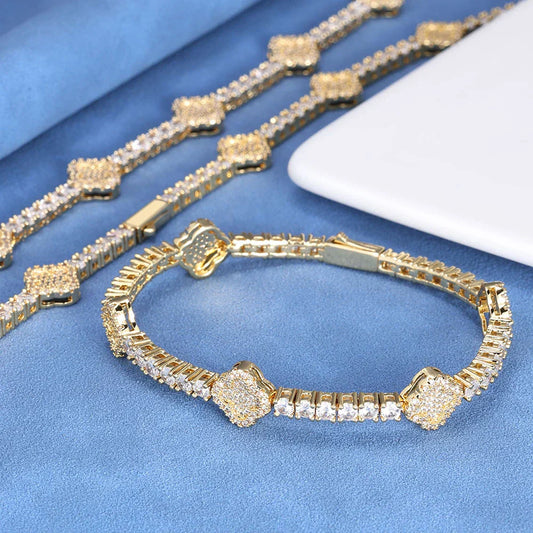 Bracelet de tennis en moissanite DVVS1, plaqué or 18 carats en argent sterling 925, motif trèfle à quatre feuilles, avec certificat GRA, bracelets de mariage pour femmes